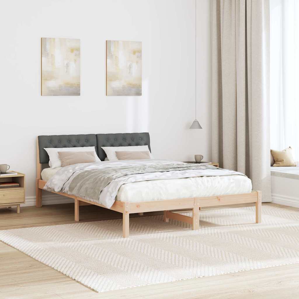 Rám Postele S Čelo Hnědá A Tmavě Šedá 140 X 200 Cm