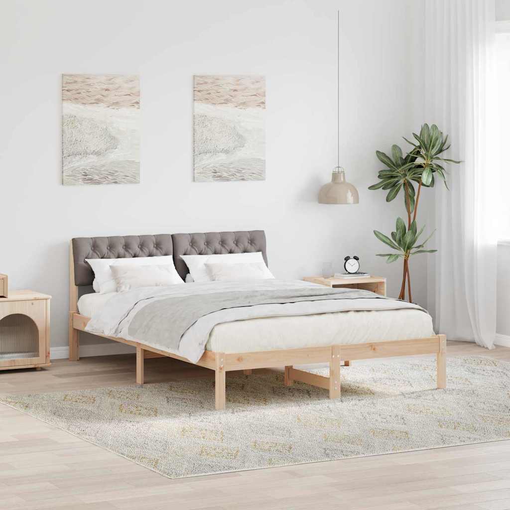 Rám Postele Hnědá A Taupe 140 X 200 Cm Masivní Borovicové Dřevo