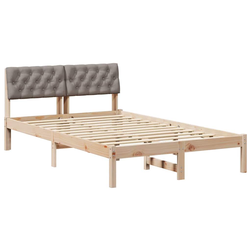 Rám Postele Hnědá A Taupe 120 X 200 Cm Masivní Borovicové Dřevo