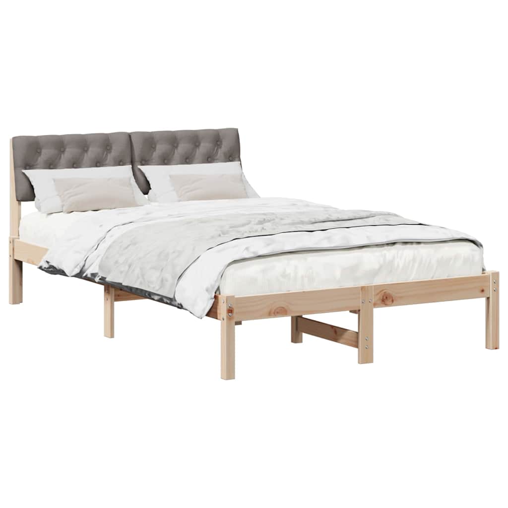 Rám Postele Hnědá A Taupe 120 X 200 Cm Masivní Borovicové Dřevo
