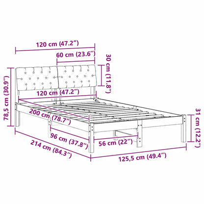 Rám Postele Hnědá A Taupe 120 X 200 Cm Masivní Borovicové Dřevo