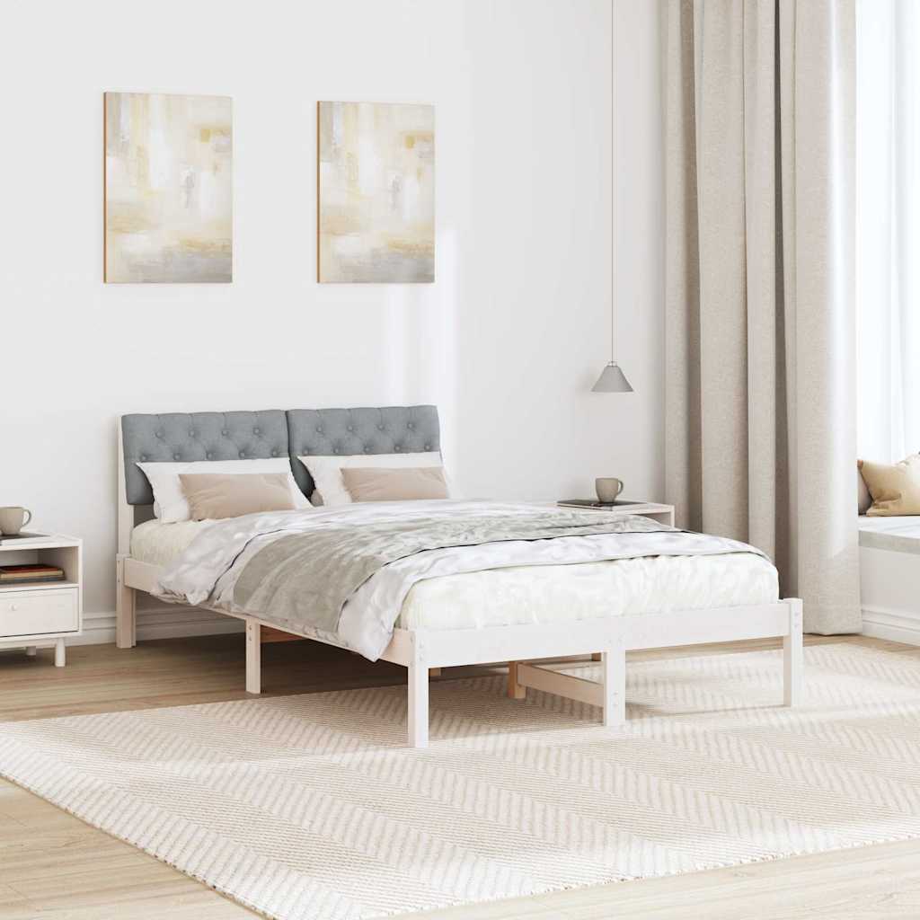 Rám Postele S Čelo Bílá A Světle Šedá 120 X 200 Cm