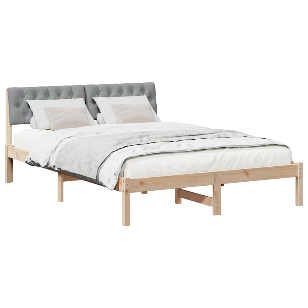 Rám Postele S Čelo Hnědá A Světlá Šedá 140 X 190 Cm