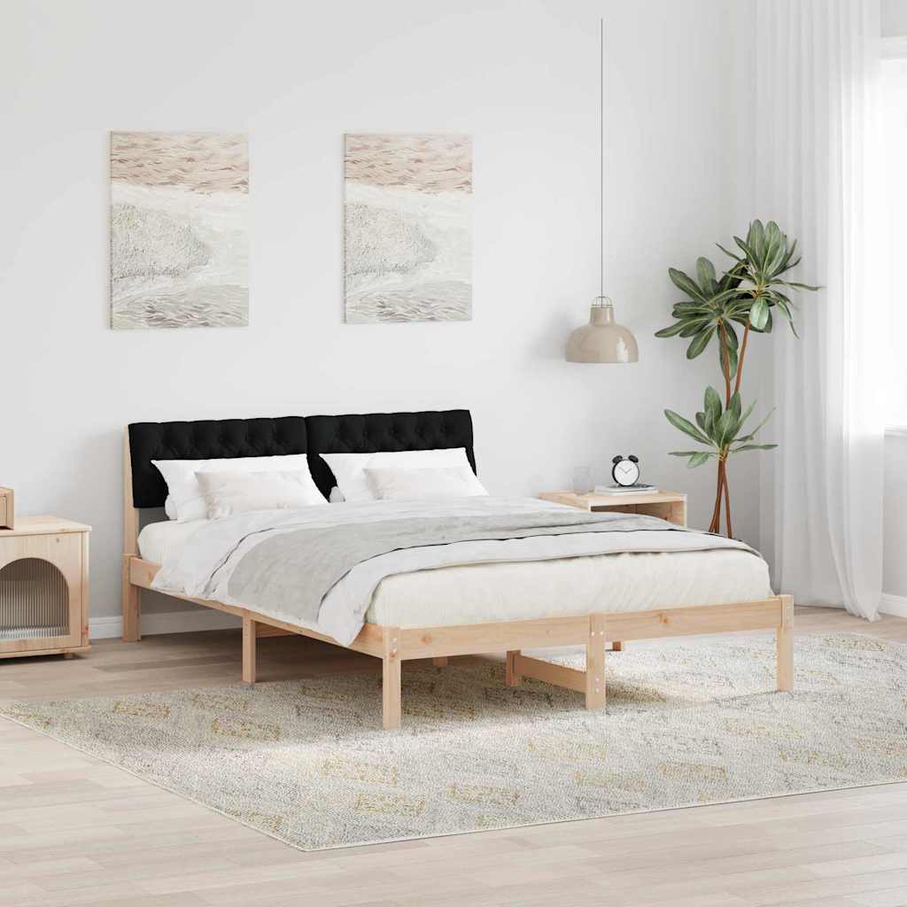 Rám Postele Hnědo-Černá 140 X 190 Cm Masivní Borovicové Dřevo