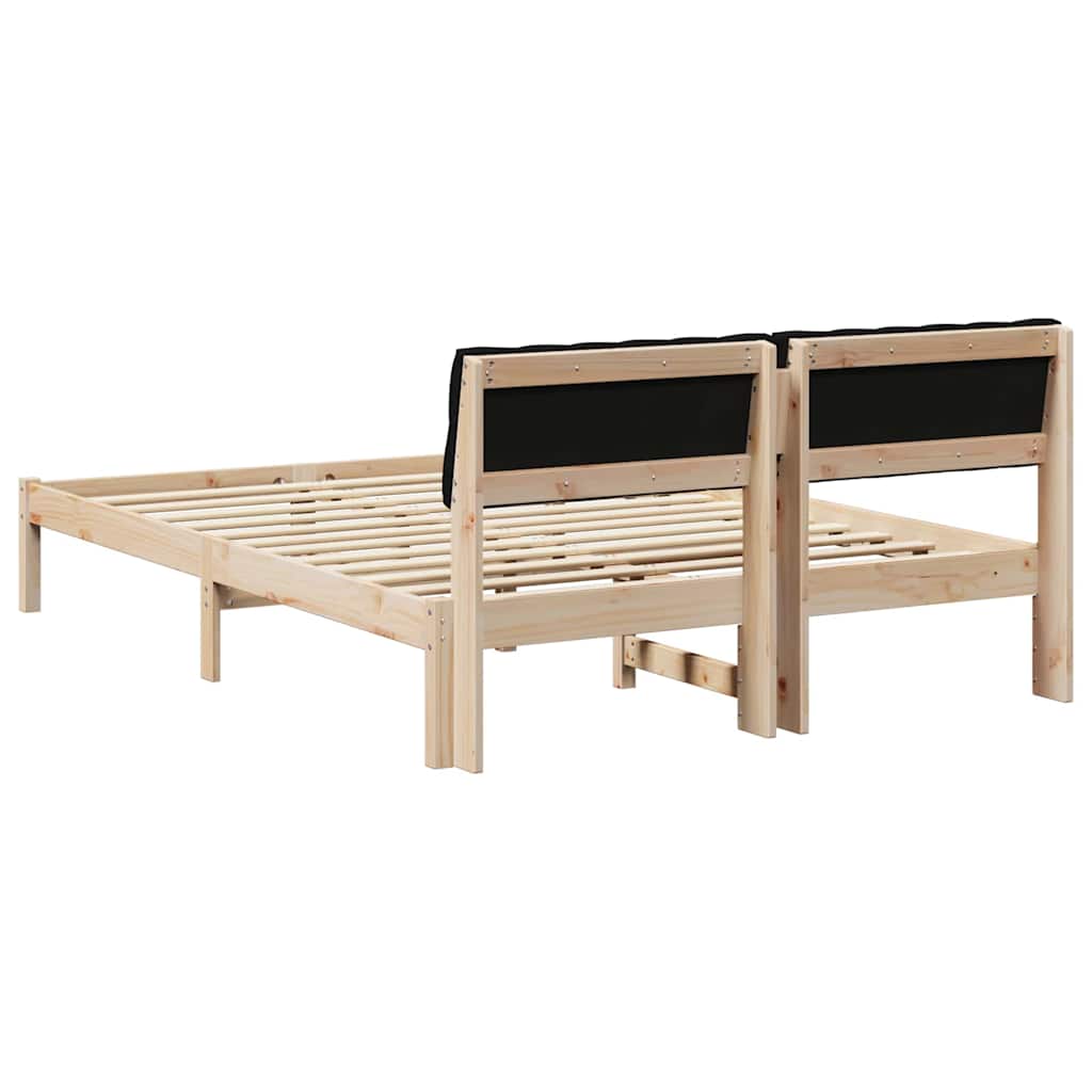 Rám Postele Hnědo-Černá 140 X 190 Cm Masivní Borovicové Dřevo