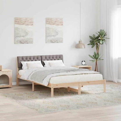 Rám Postele Hnědá A Taupe 140 X 190 Cm Masivní Borovicové Dřevo