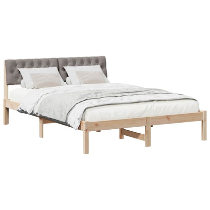 Rám Postele Hnědá A Taupe 140 X 190 Cm Masivní Borovicové Dřevo