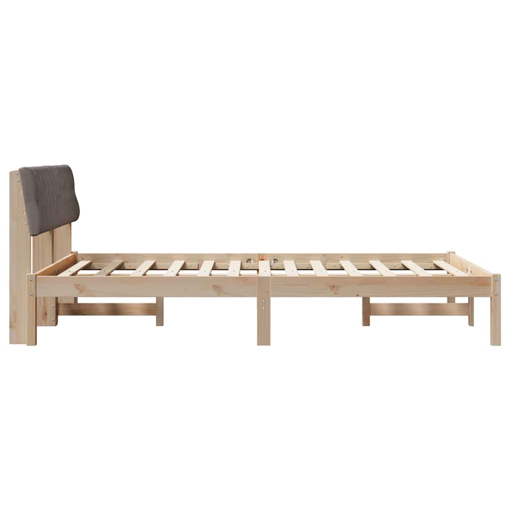 Rám Postele Hnědá A Taupe 140 X 190 Cm Masivní Borovicové Dřevo