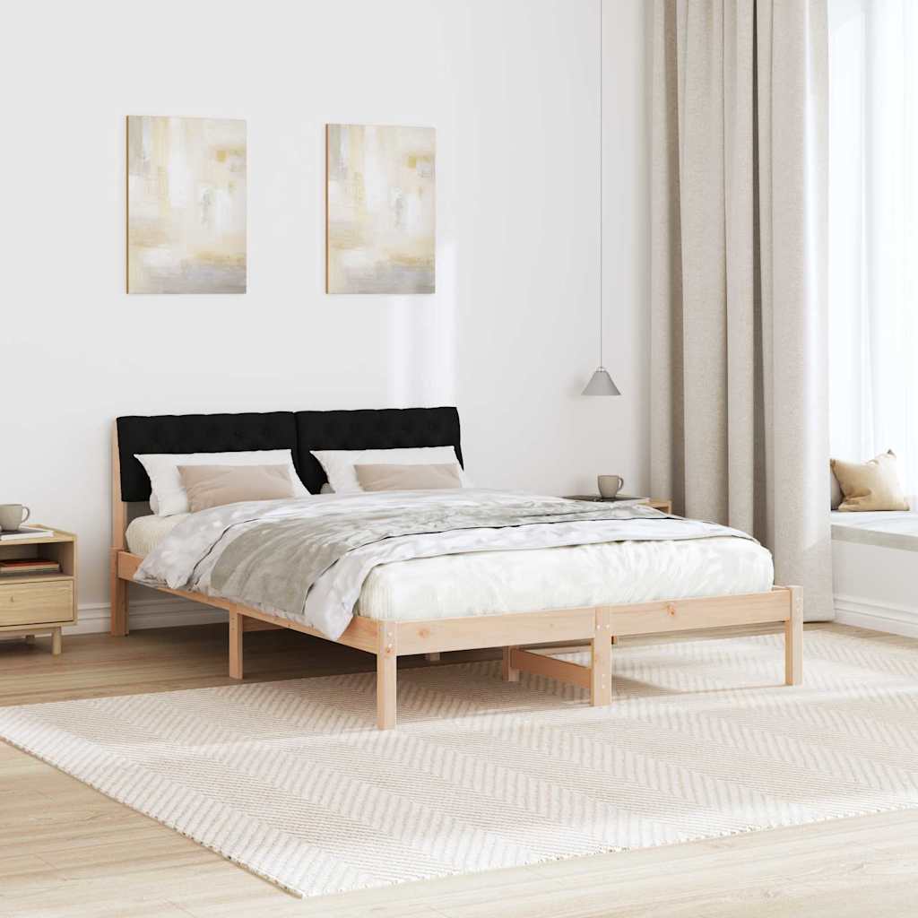 Rám Postele Hnědo-Černá 135 X 190 Cm Masivní Borovicové Dřevo