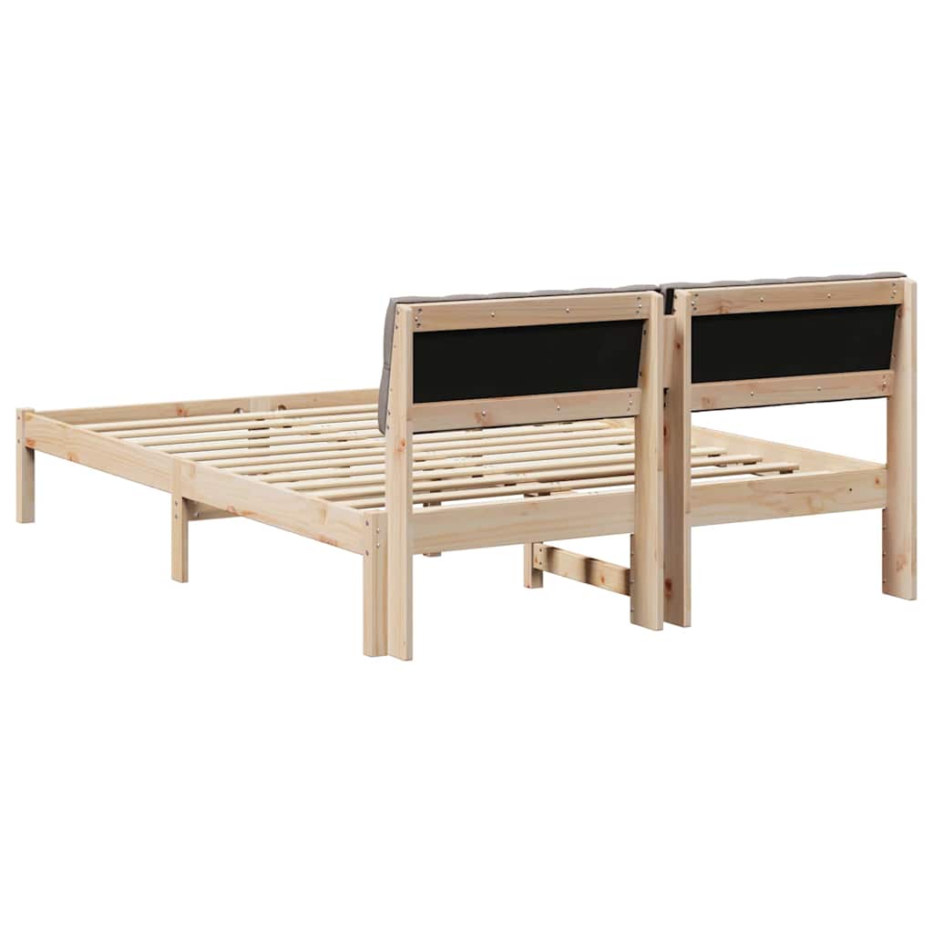 Rám Postele Hnědá A Taupe 135 X 190 Cm Masivní Borovicové Dřevo