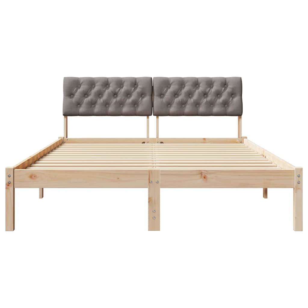 Rám Postele Hnědá A Taupe 135 X 190 Cm Masivní Borovicové Dřevo