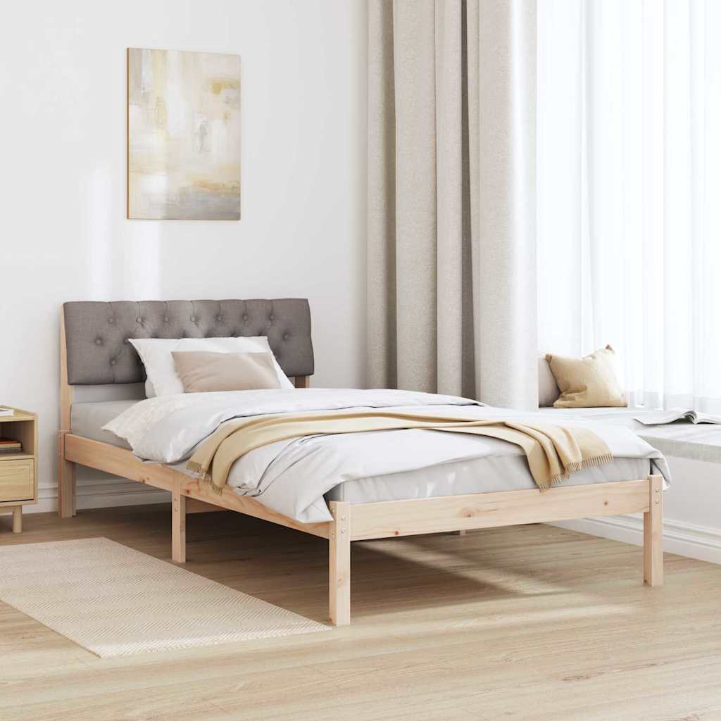 Rám Postele Hnědá A Taupe 100 X 200 Cm Masivní Borovicové Dřevo