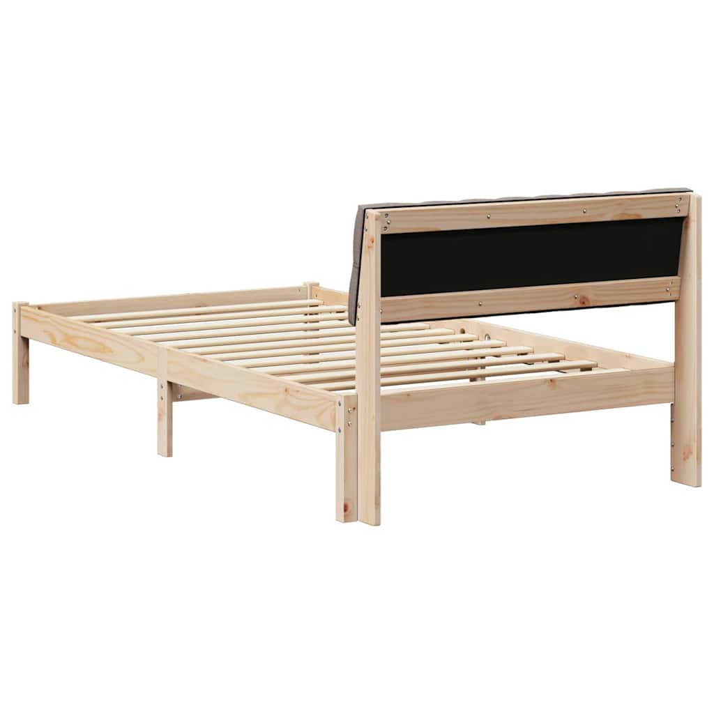Rám Postele Hnědá A Taupe 100 X 200 Cm Masivní Borovicové Dřevo