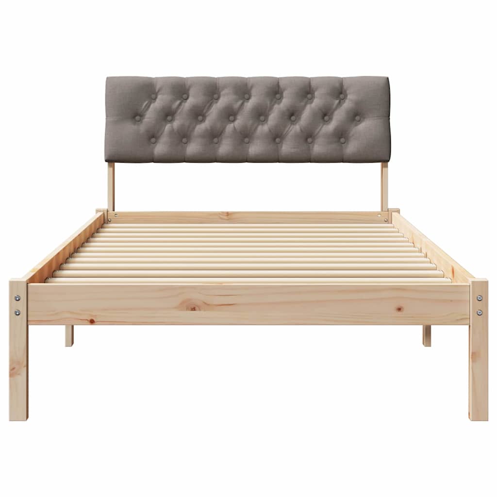 Rám Postele Hnědá A Taupe 100 X 200 Cm Masivní Borovicové Dřevo