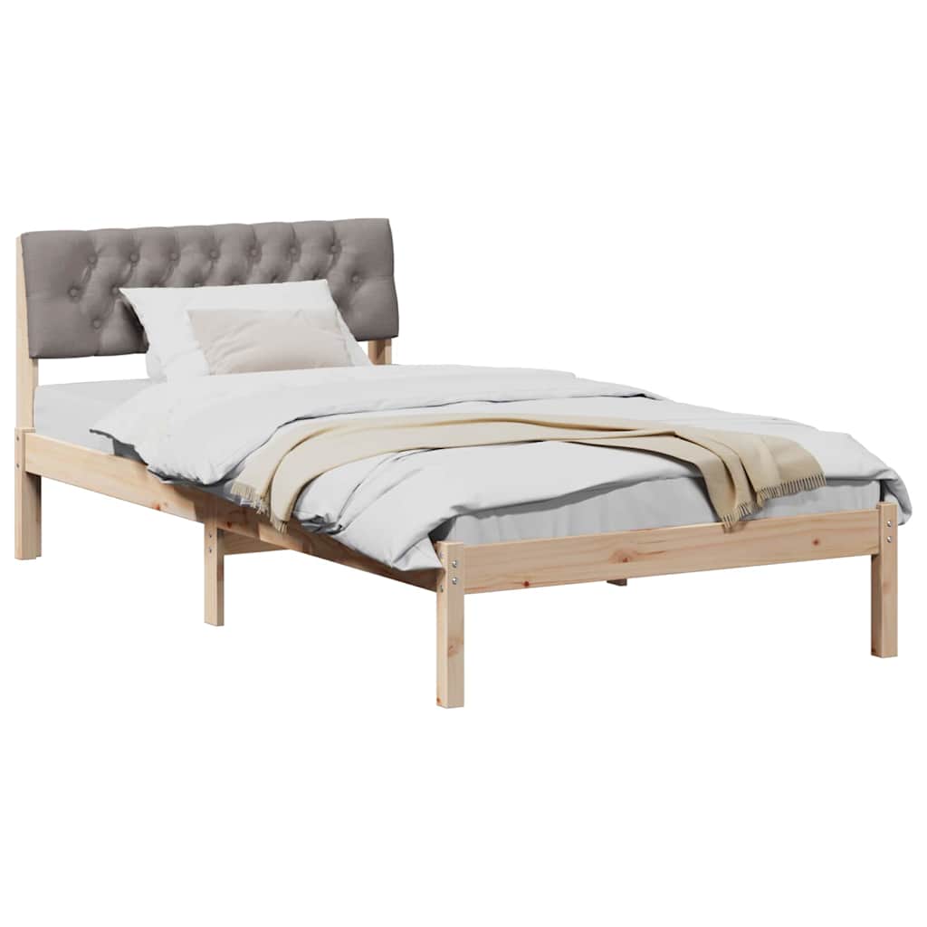 Rám Postele Hnědá A Taupe 100 X 200 Cm Masivní Borovicové Dřevo