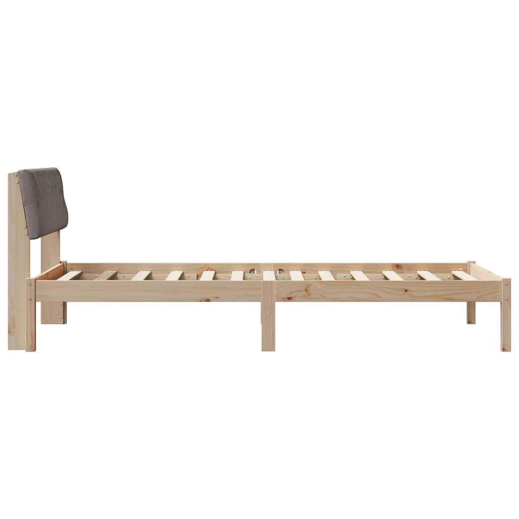 Rám Postele Hnědá A Taupe 100 X 200 Cm Masivní Borovicové Dřevo