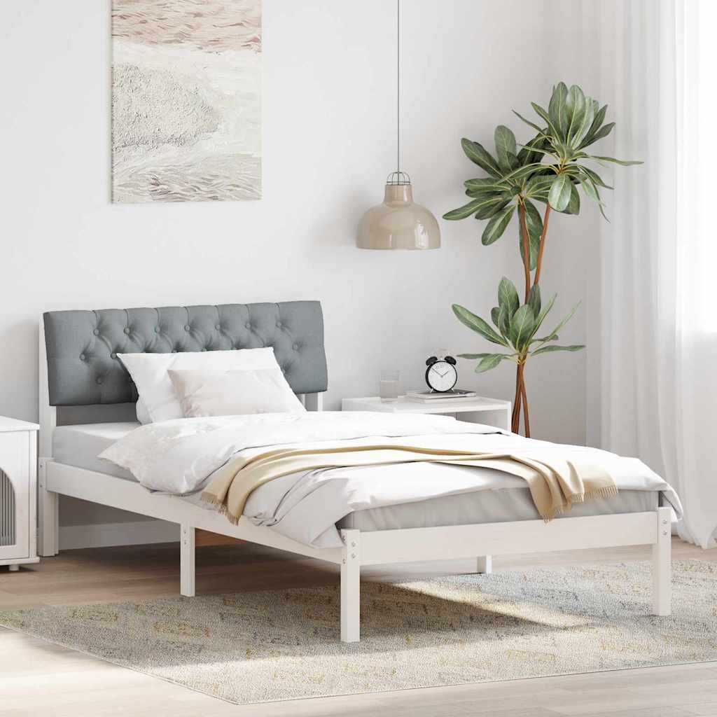 Rám Postele S Čelo Bílá A Světle Šedá 100 X 200 Cm