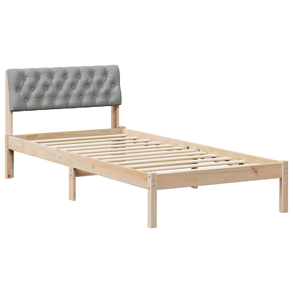 Rám Postele S Čelo Hnědá A Světlá Šedá 90 X 200 Cm