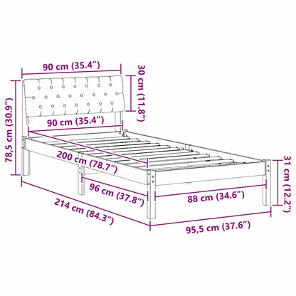 Rám Postele Hnědo-Černá 90 X 200 Cm Masivní Borovicové Dřevo