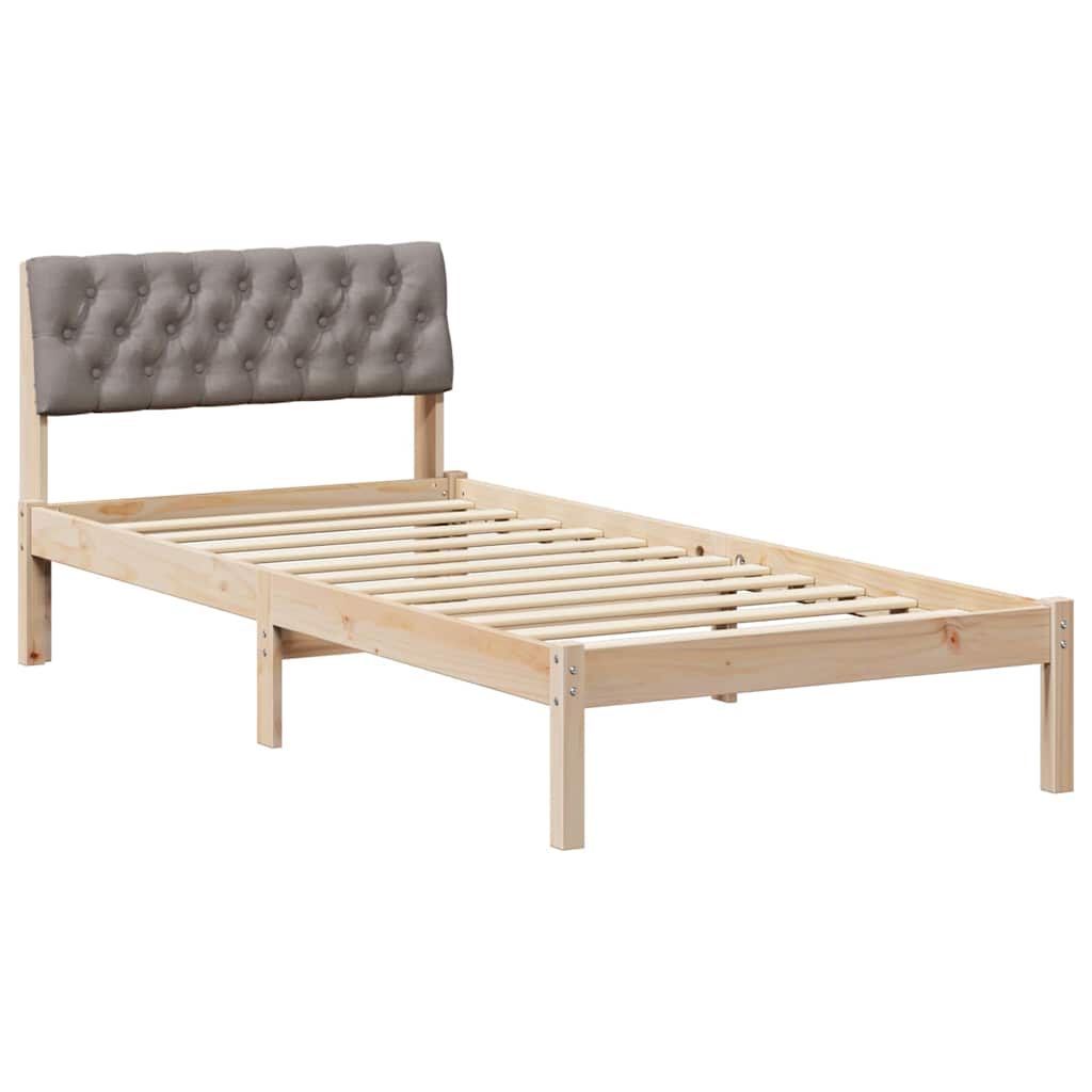 Rám Postele Hnědá A Taupe 90 X 200 Cm Masivní Borovicové Dřevo