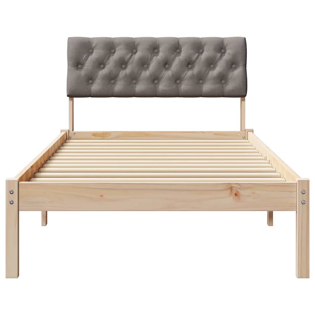 Rám Postele Hnědá A Taupe 90 X 200 Cm Masivní Borovicové Dřevo