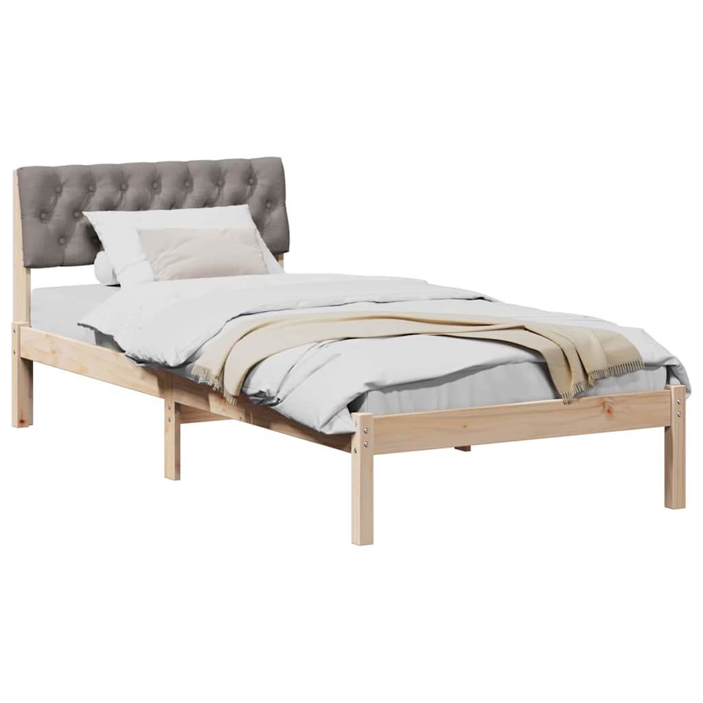 Rám Postele Hnědá A Taupe 90 X 200 Cm Masivní Borovicové Dřevo