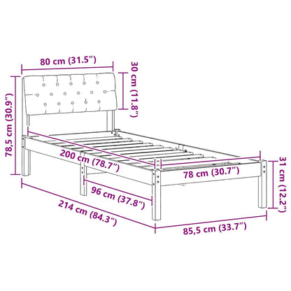 Rám Postele Hnědo-Černá 80 X 200 Cm Masivní Borovicové Dřevo