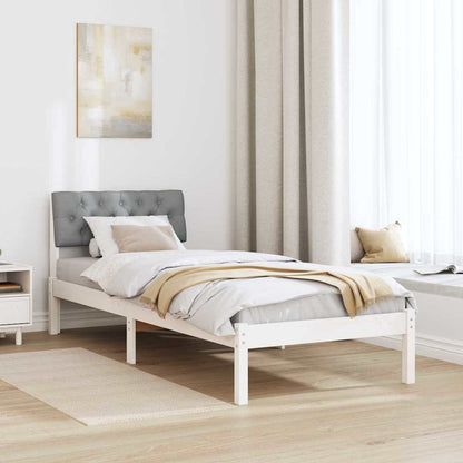 Rám Postele S Čelo Bílá A Světle Šedá 80 X 200 Cm