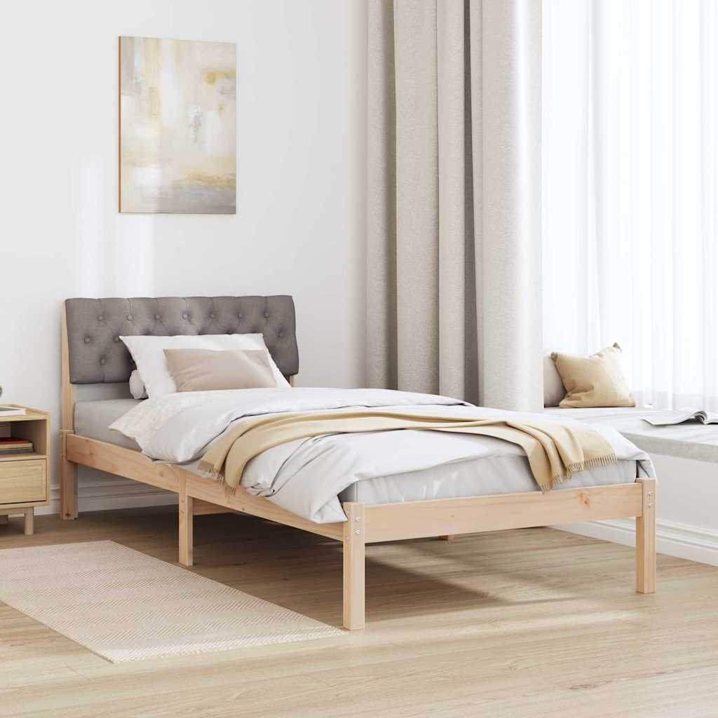 Rám Postele Hnědá A Taupe 90 X 190 Cm Masivní Borovicové Dřevo
