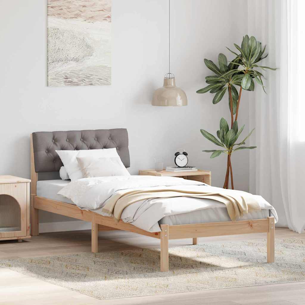 Rám Postele Hnědá A Taupe 75 X 190 Cm Masivní Borovicové Dřevo