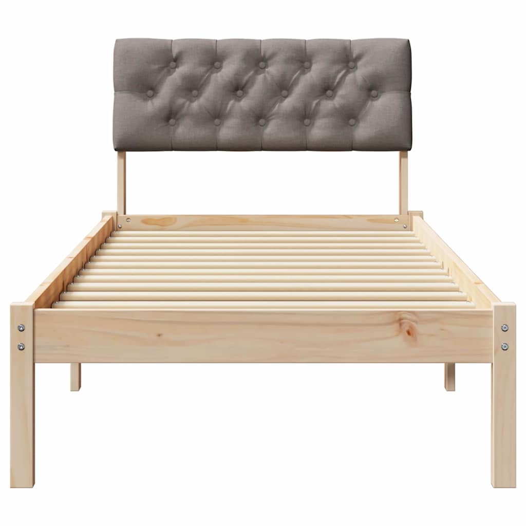 Rám Postele Hnědá A Taupe 75 X 190 Cm Masivní Borovicové Dřevo