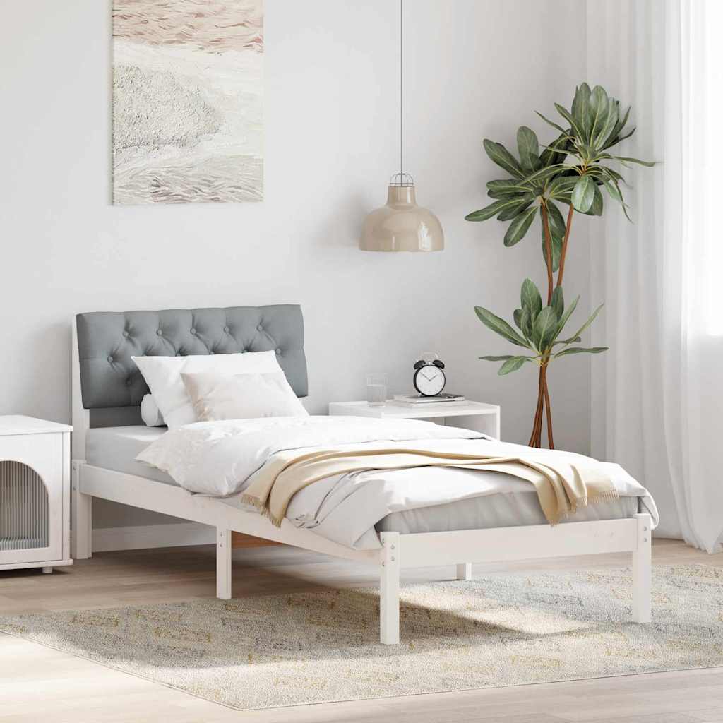 Rám Postele S Čelo Bílá A Světle Šedá 75 X 190 Cm