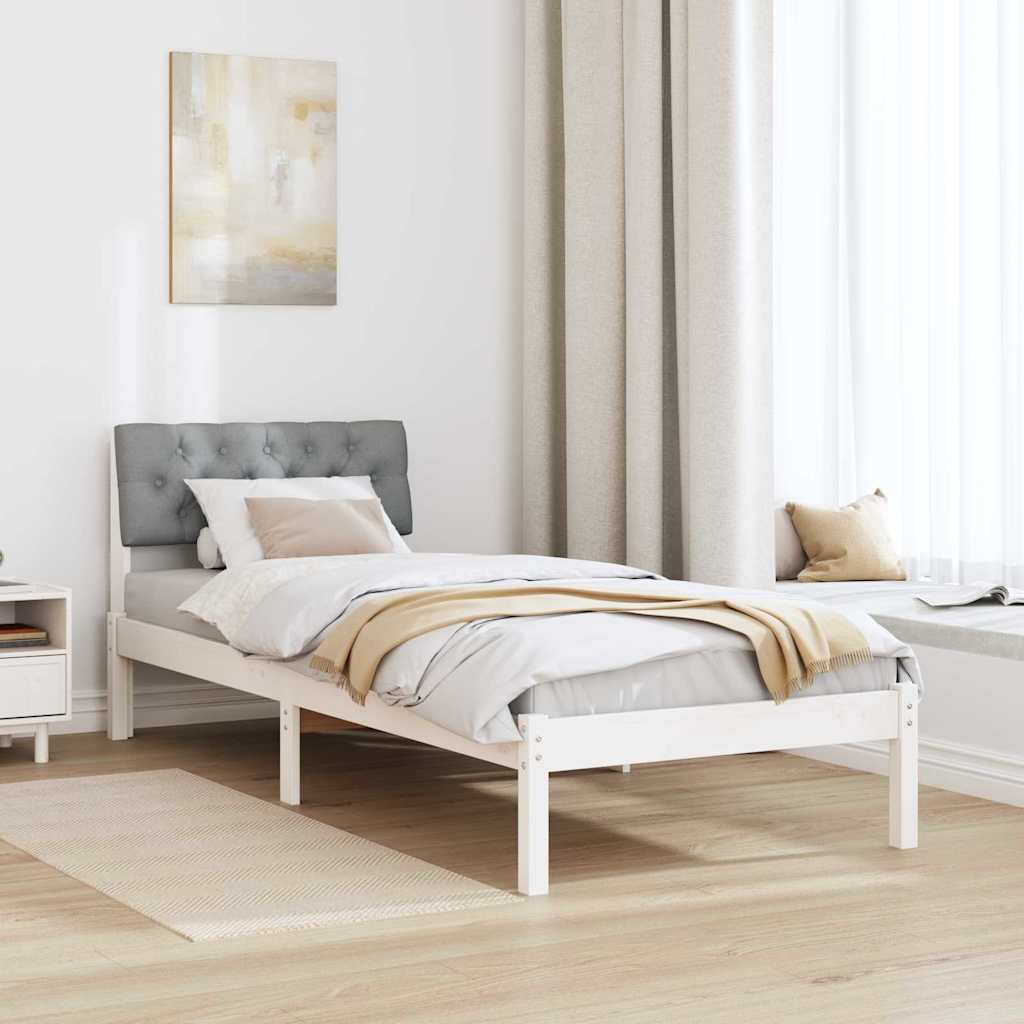 Rám Postele S Čelo Bílá A Světle Šedá 75 X 190 Cm