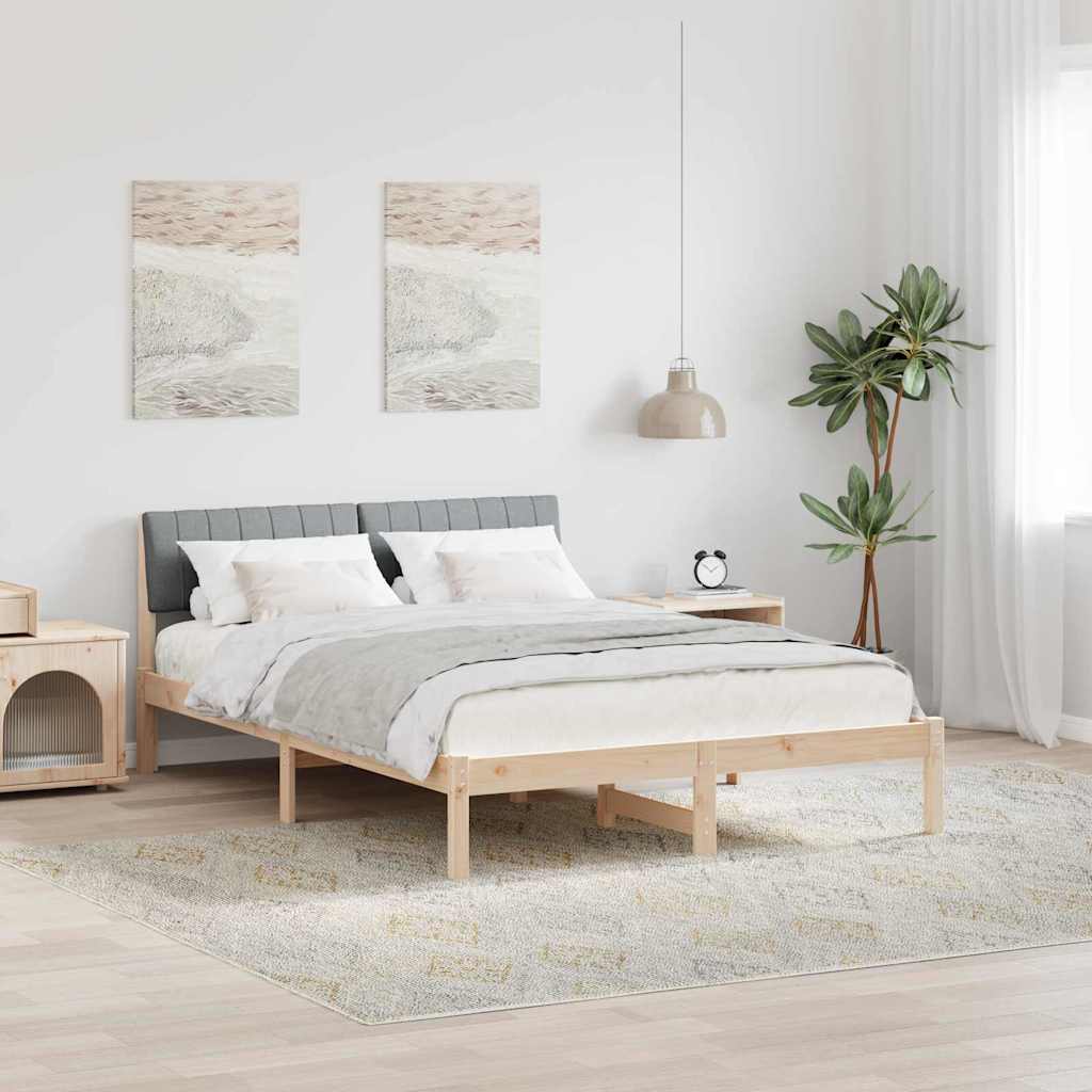 Rám Postele S Čelo Hnědá A Světlá Šedá 135 X 190 Cm
