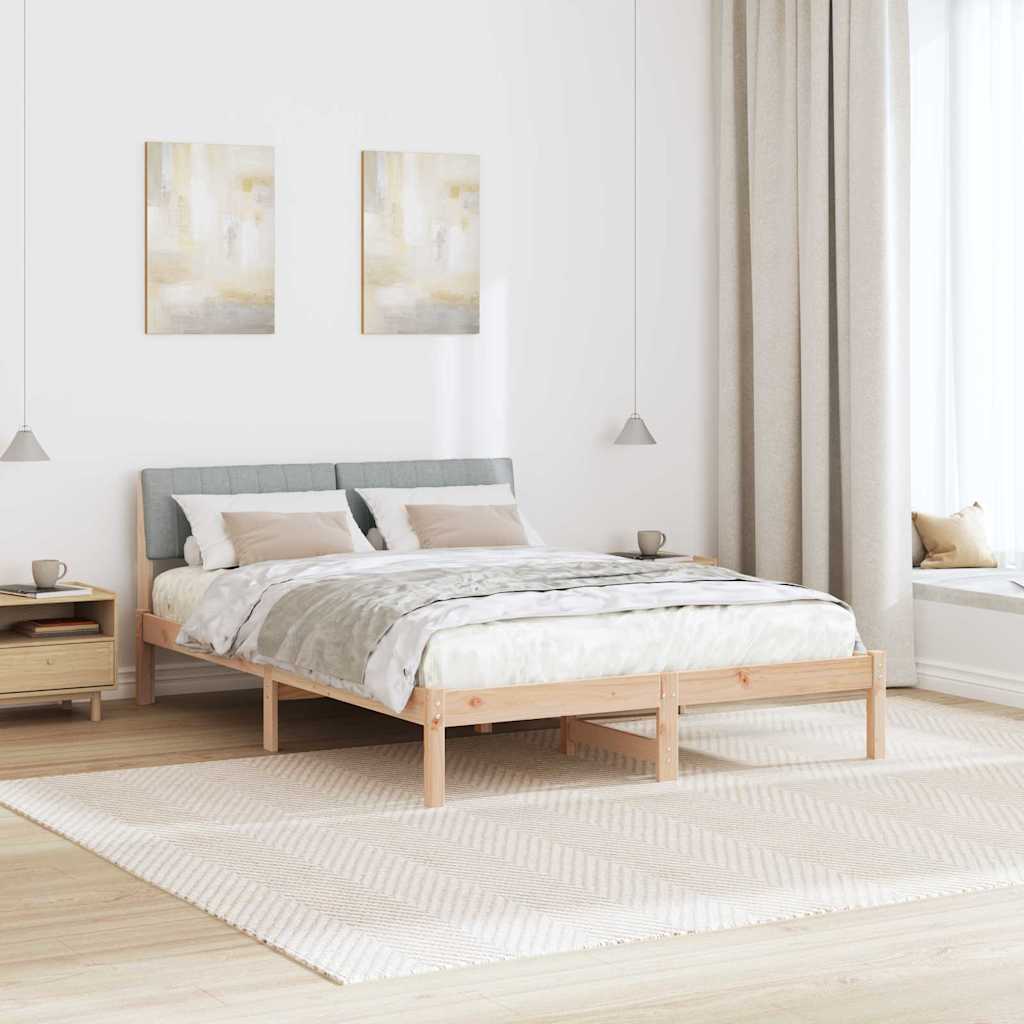 Rám Postele S Čelo Hnědá A Světlá Šedá 135 X 190 Cm