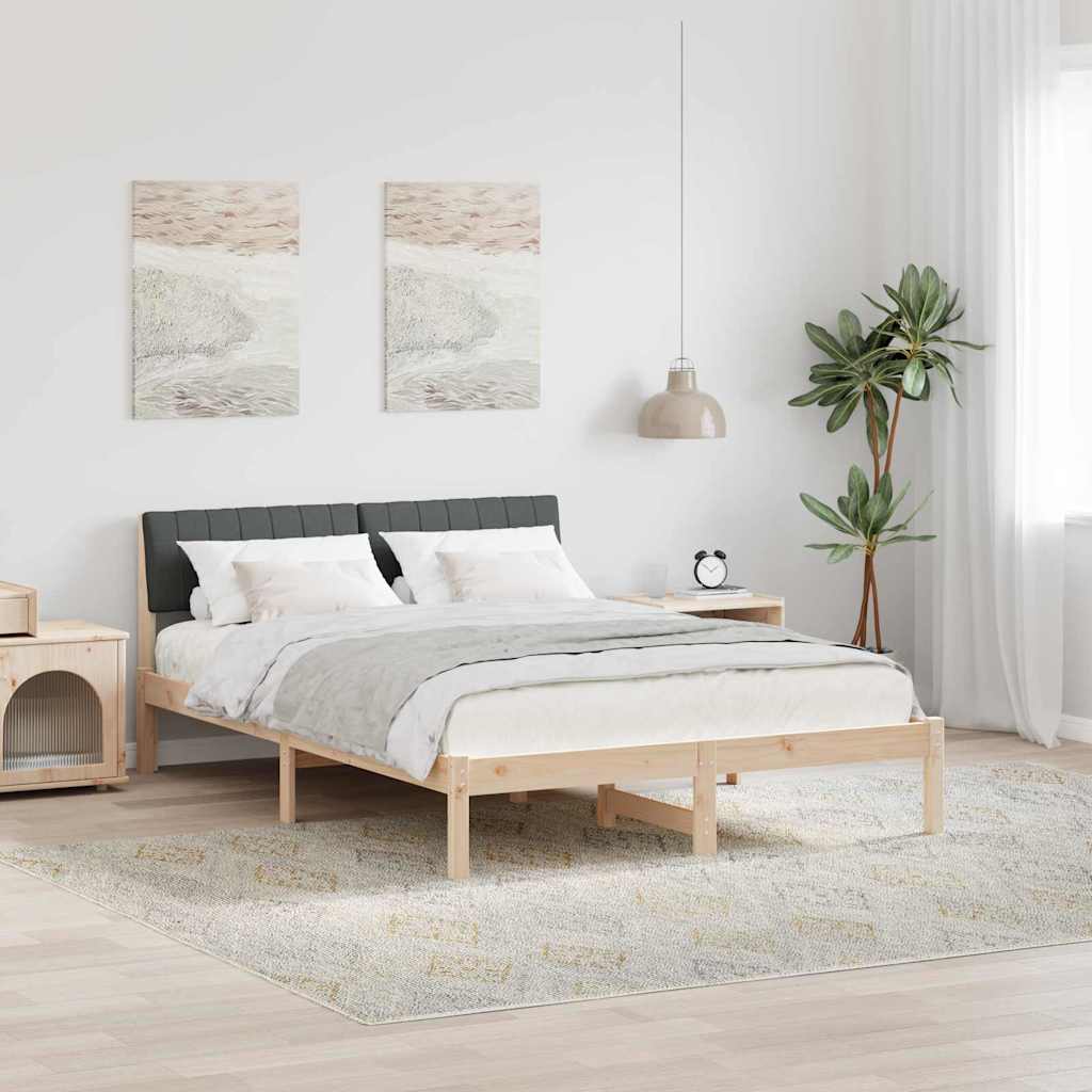 Rám Postele S Čelo Hnědá A Tmavě Šedá 135 X 190 Cm