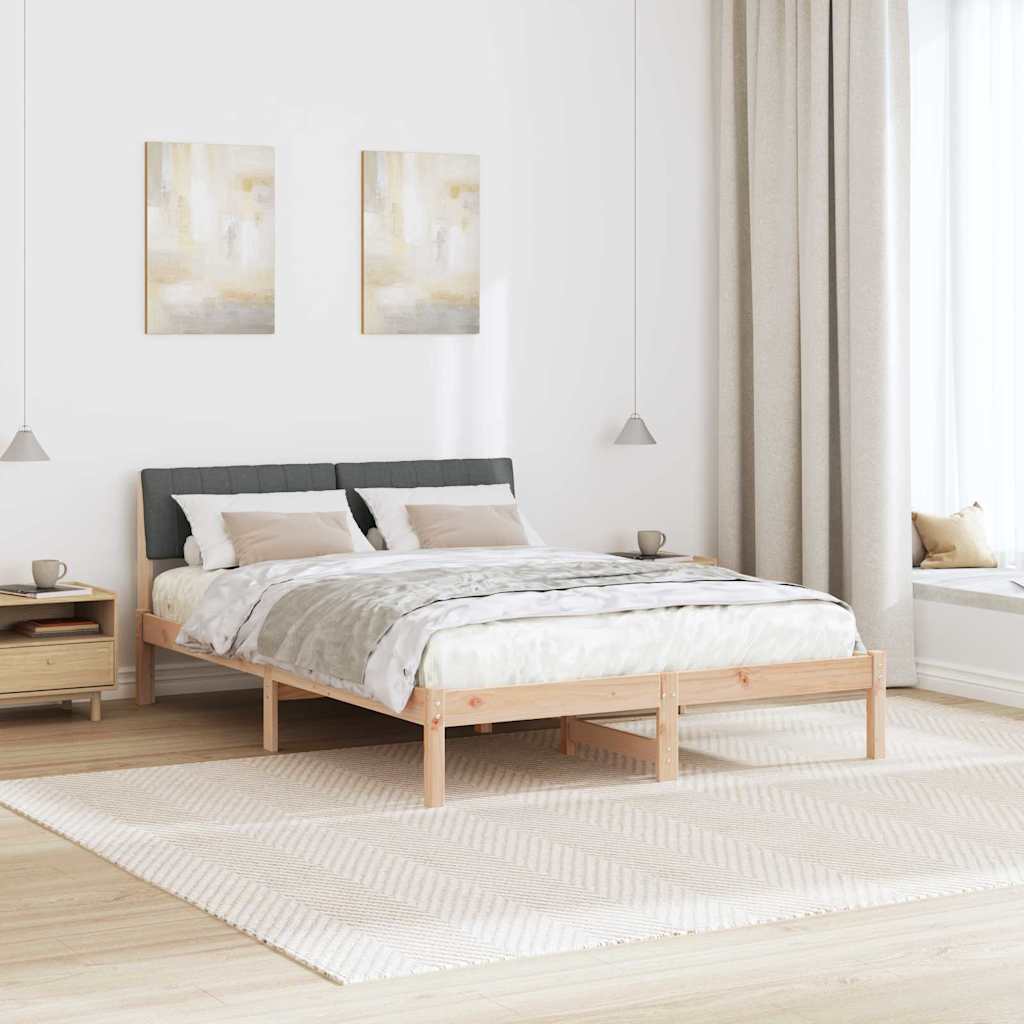 Rám Postele S Čelo Hnědá A Tmavě Šedá 135 X 190 Cm