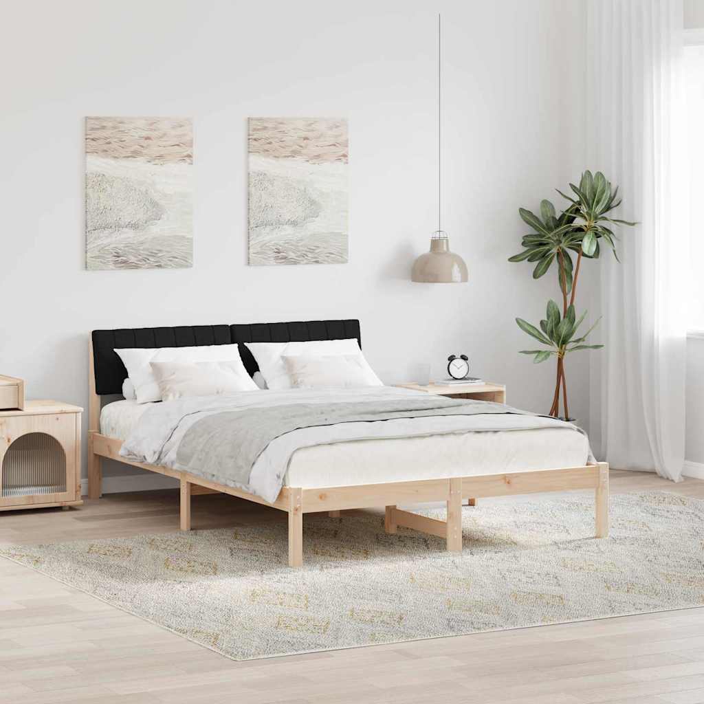Rám Postele Hnědo-Černá 135 X 190 Cm Masivní Borovicové Dřevo