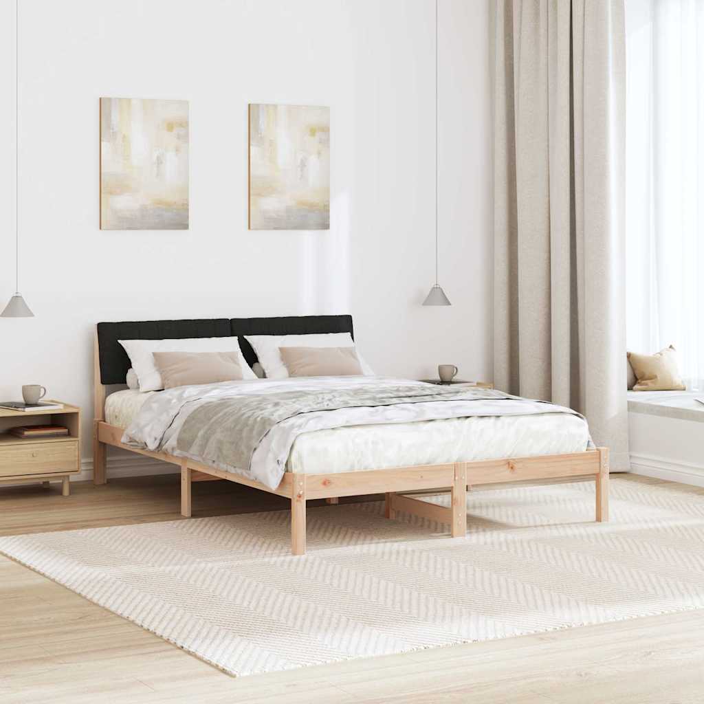 Rám Postele Hnědo-Černá 135 X 190 Cm Masivní Borovicové Dřevo