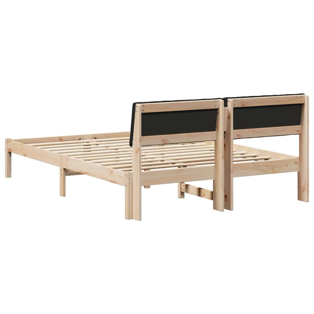 Rám Postele Hnědo-Černá 135 X 190 Cm Masivní Borovicové Dřevo
