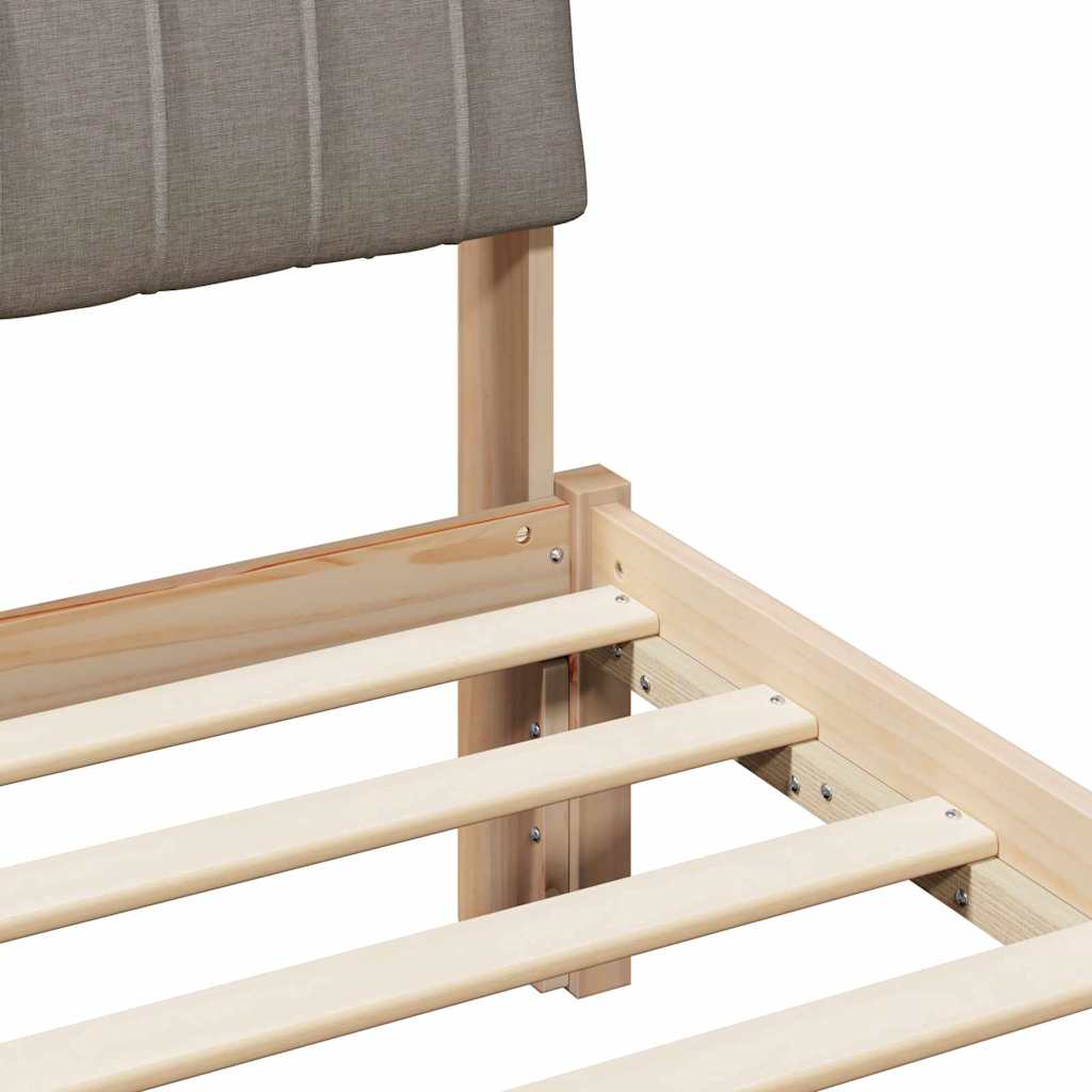 Rám Postele Hnědá A Taupe 135 X 190 Cm Masivní Borovicové Dřevo