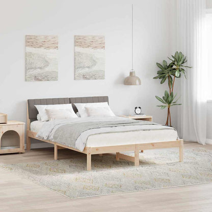 Rám Postele Hnědá A Taupe 135 X 190 Cm Masivní Borovicové Dřevo