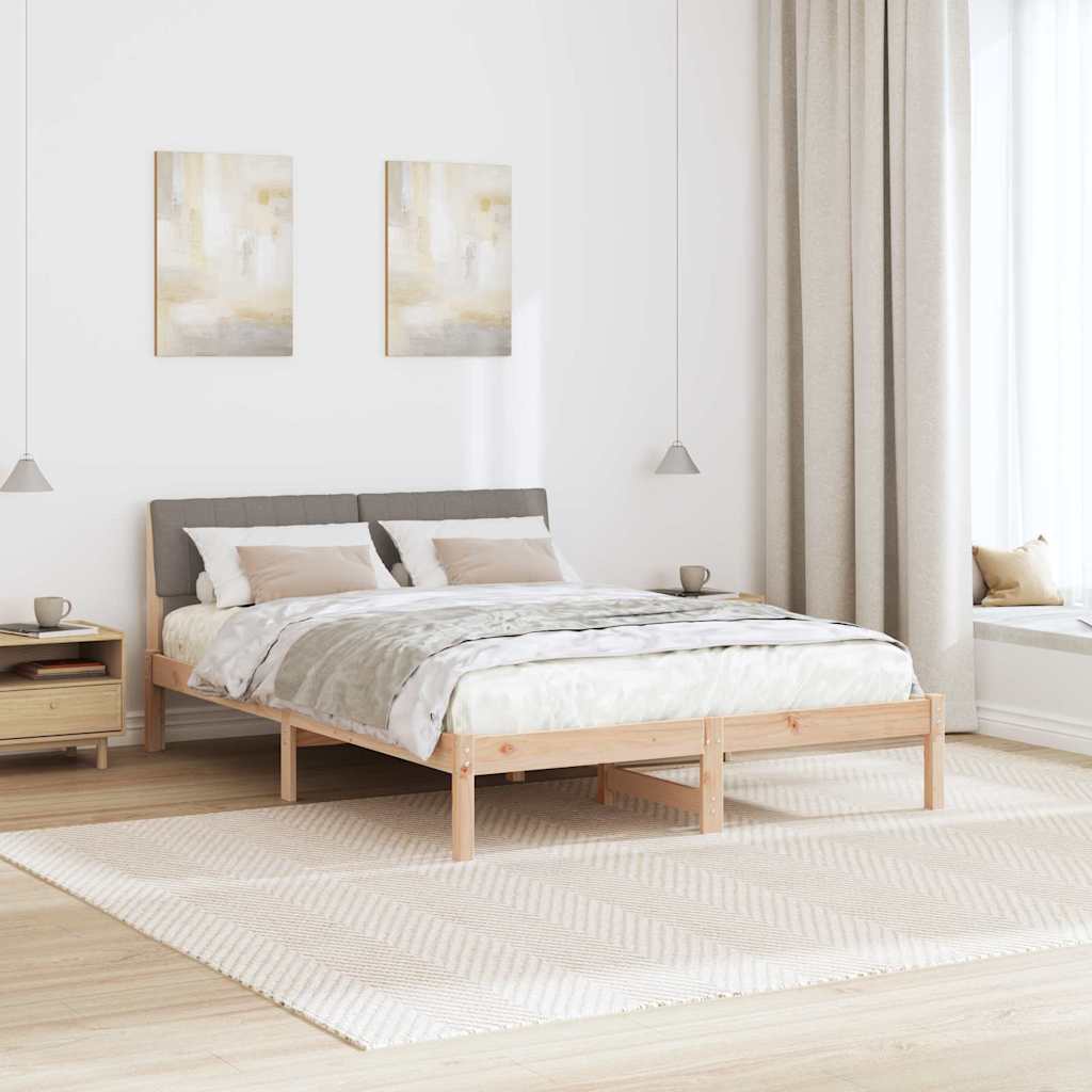 Rám Postele Hnědá A Taupe 135 X 190 Cm Masivní Borovicové Dřevo