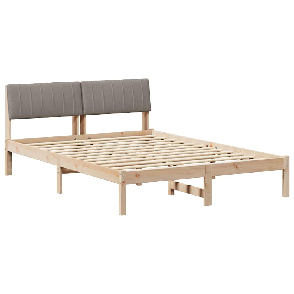 Rám Postele Hnědá A Taupe 135 X 190 Cm Masivní Borovicové Dřevo