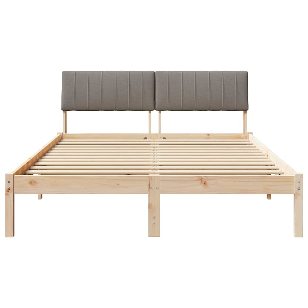 Rám Postele Hnědá A Taupe 135 X 190 Cm Masivní Borovicové Dřevo