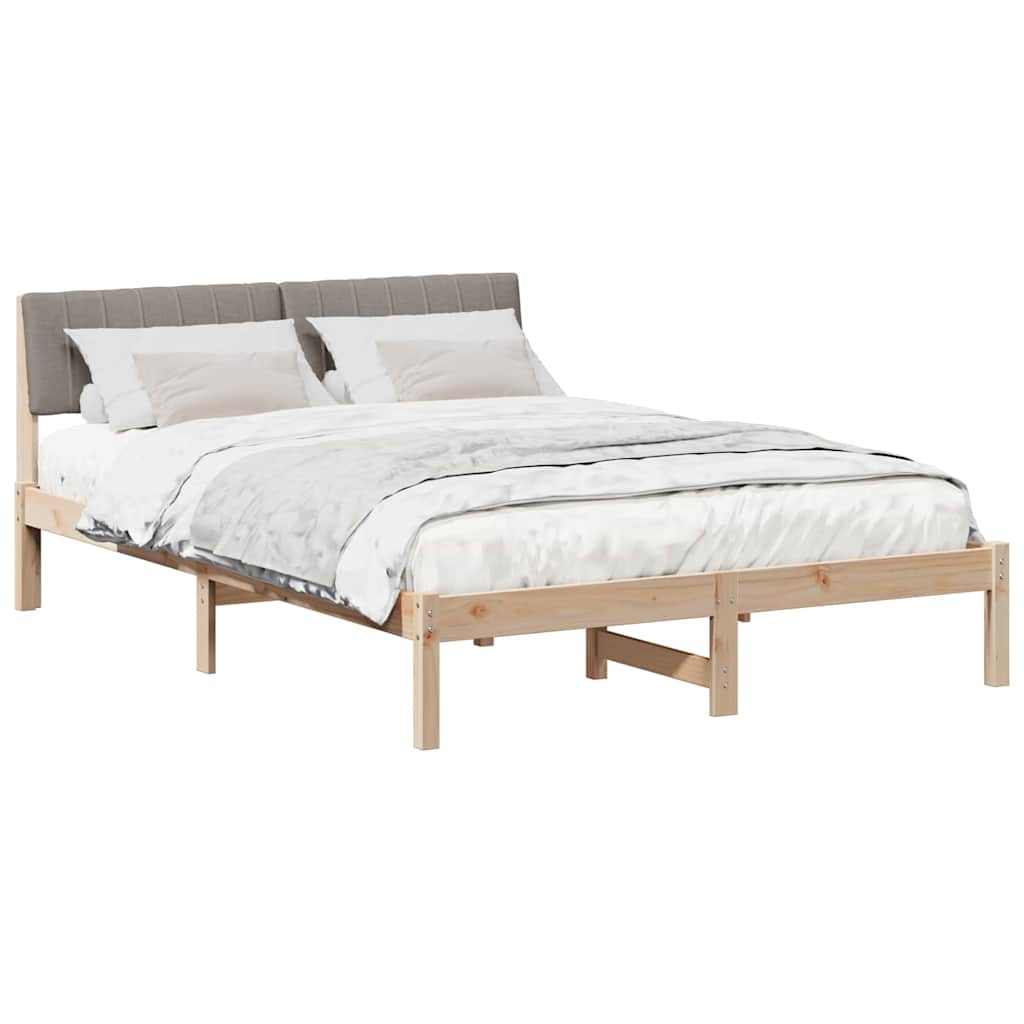 Rám Postele Hnědá A Taupe 135 X 190 Cm Masivní Borovicové Dřevo