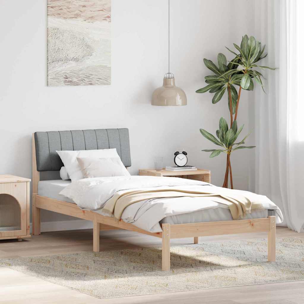 Rám Postele S Čelo Hnědá A Světlá Šedá 75 X 190 Cm