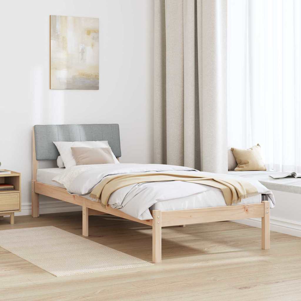 Rám Postele S Čelo Hnědá A Světlá Šedá 75 X 190 Cm