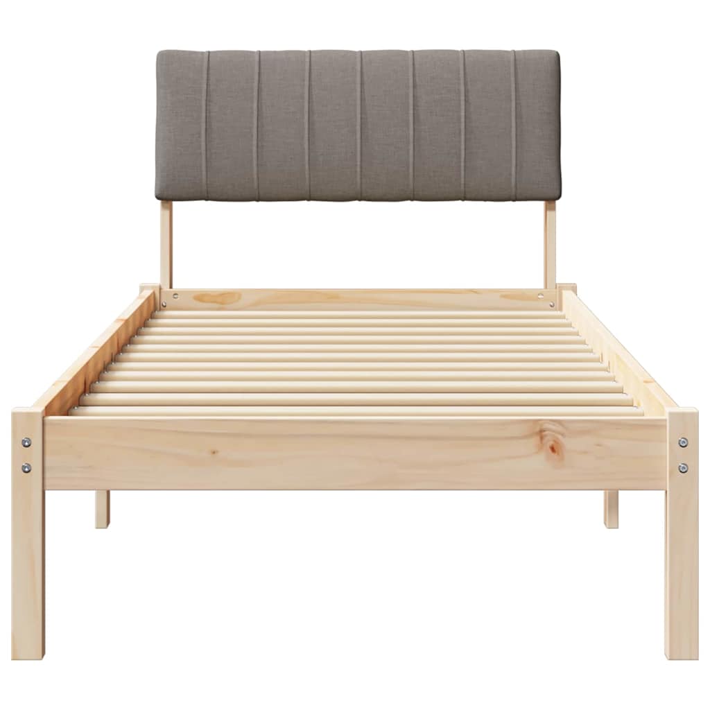 Rám Postele Hnědá A Taupe 75 X 190 Cm Masivní Borovicové Dřevo