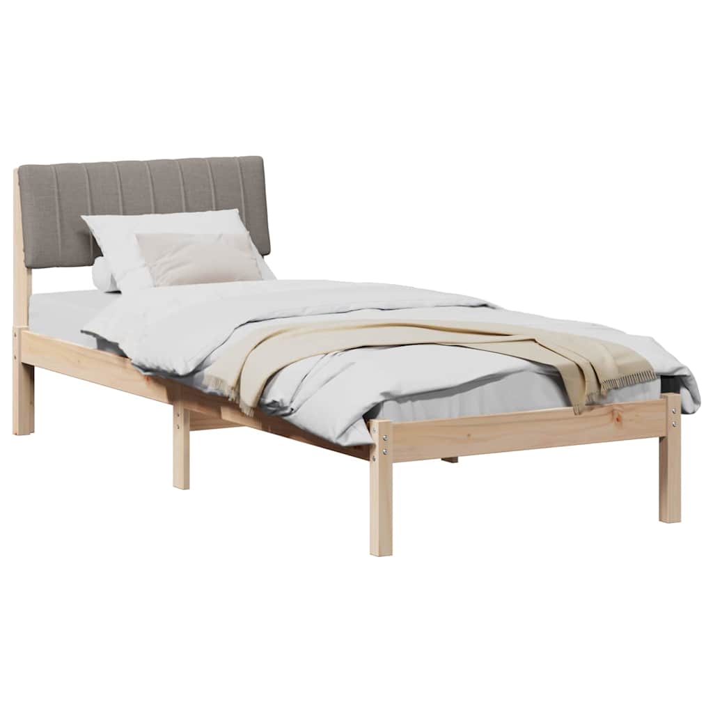 Rám Postele Hnědá A Taupe 75 X 190 Cm Masivní Borovicové Dřevo